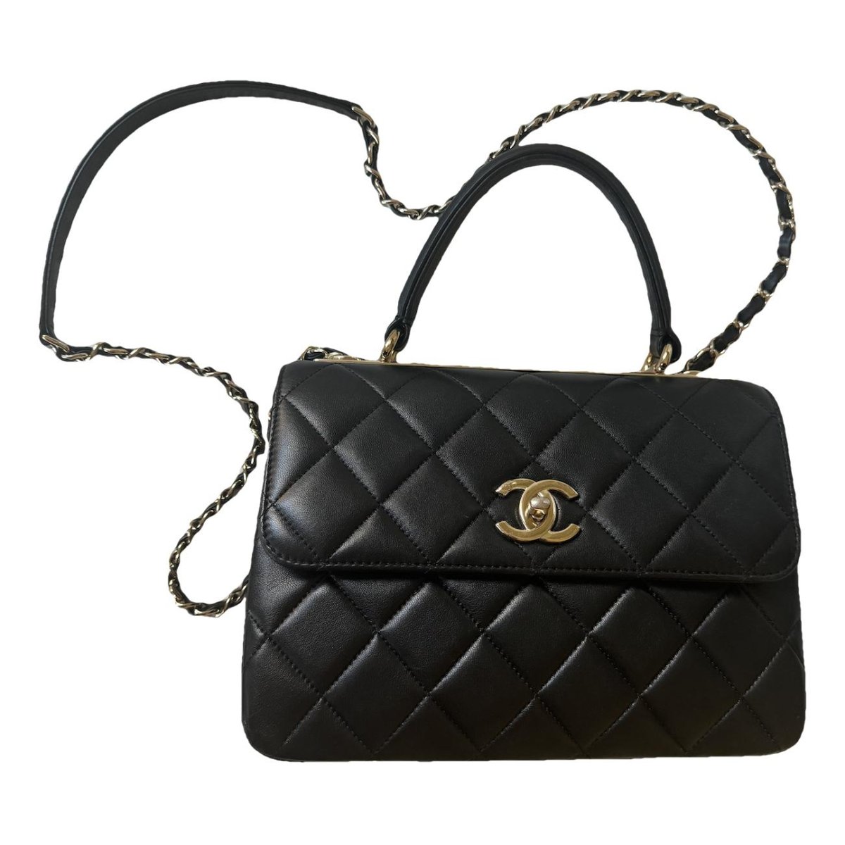 Trendy CC Top Handle leather handbag