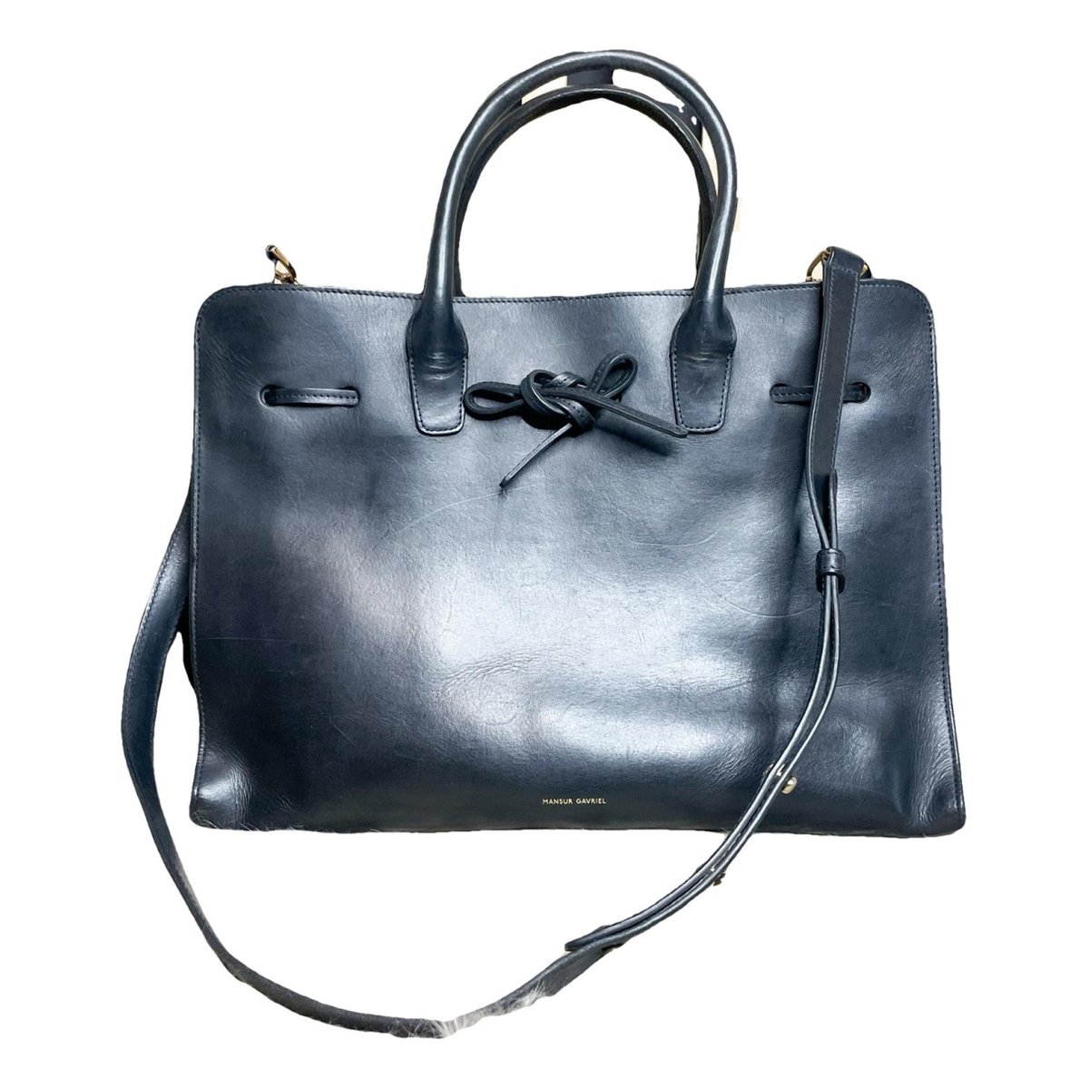 Folded leather handbag