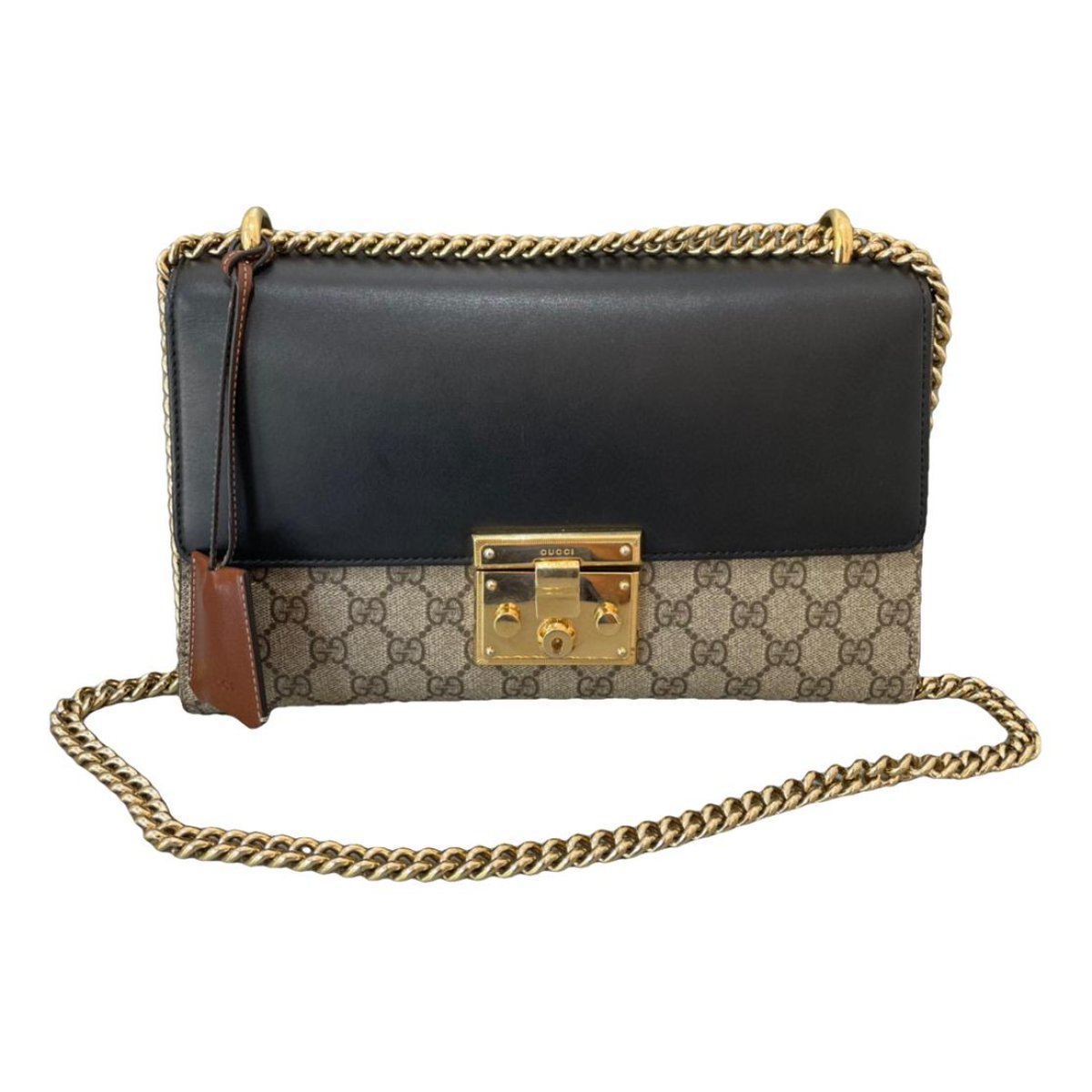 Padlock leather crossbody bag