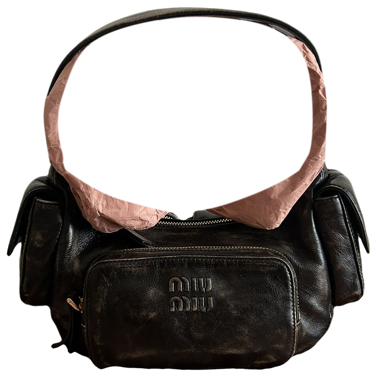 Pocket leather handbag
