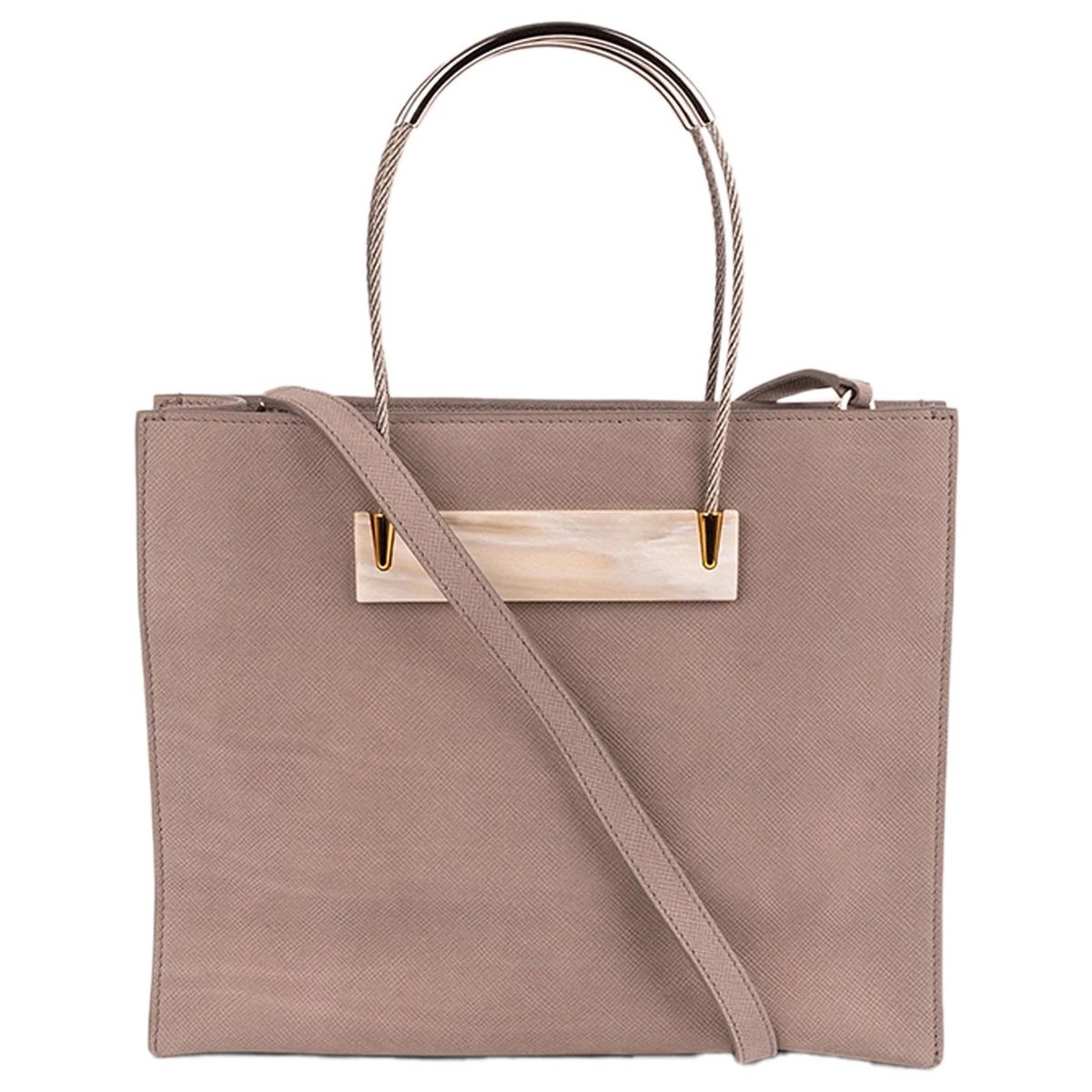 Cable leather tote
