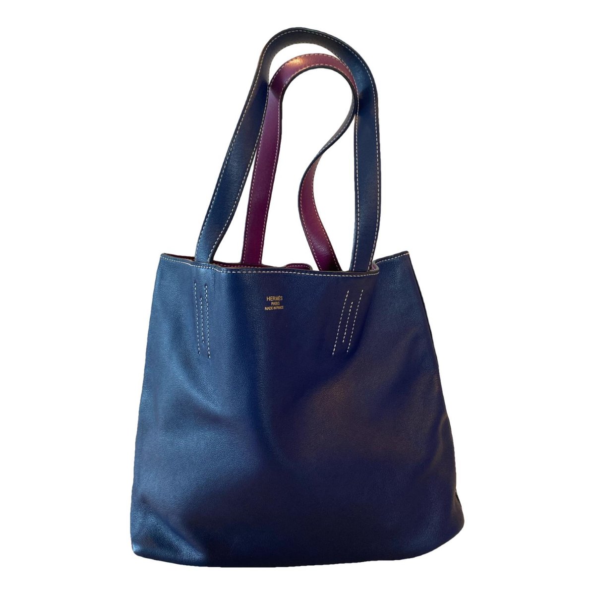 Double sens leather handbag