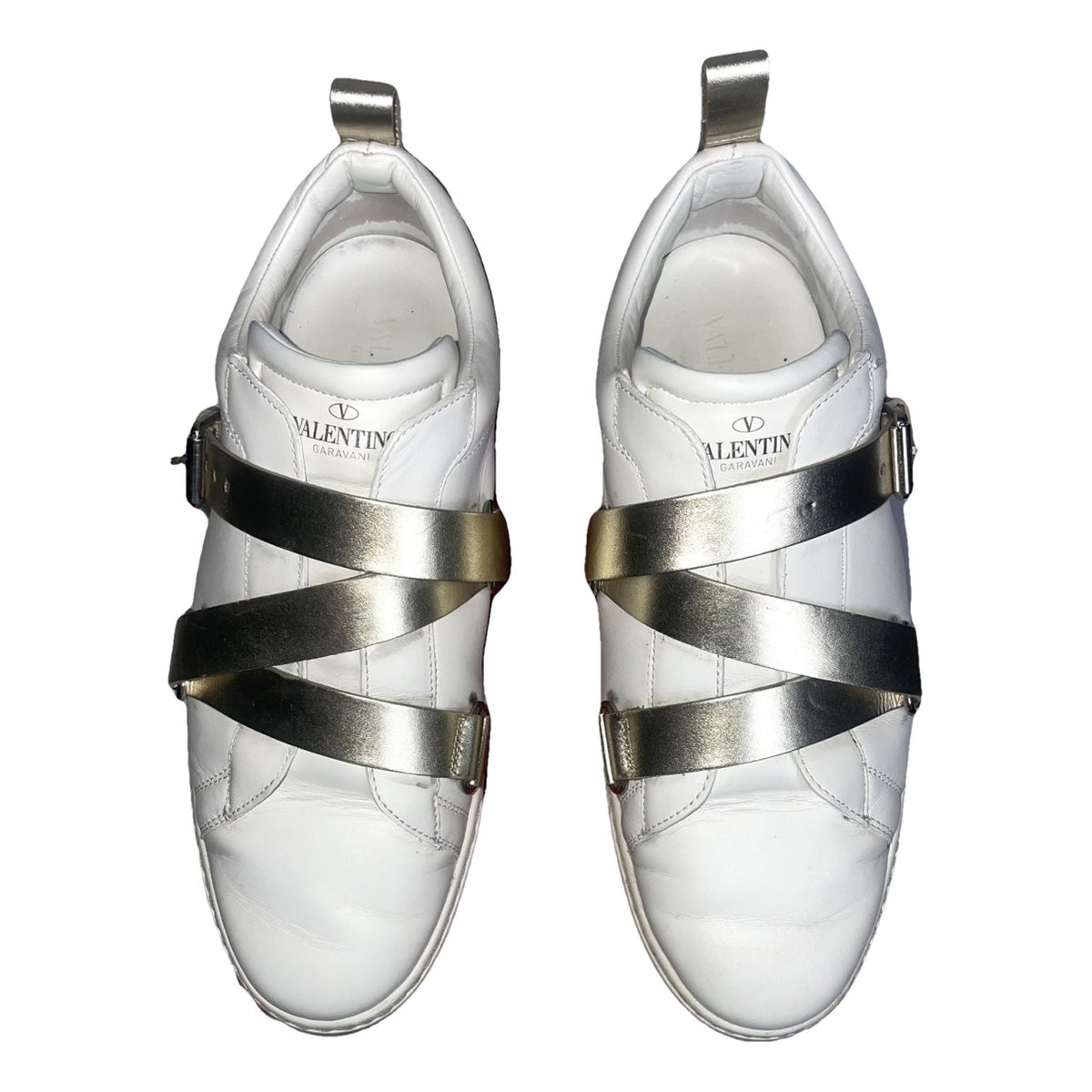 Rockstud leather trainers