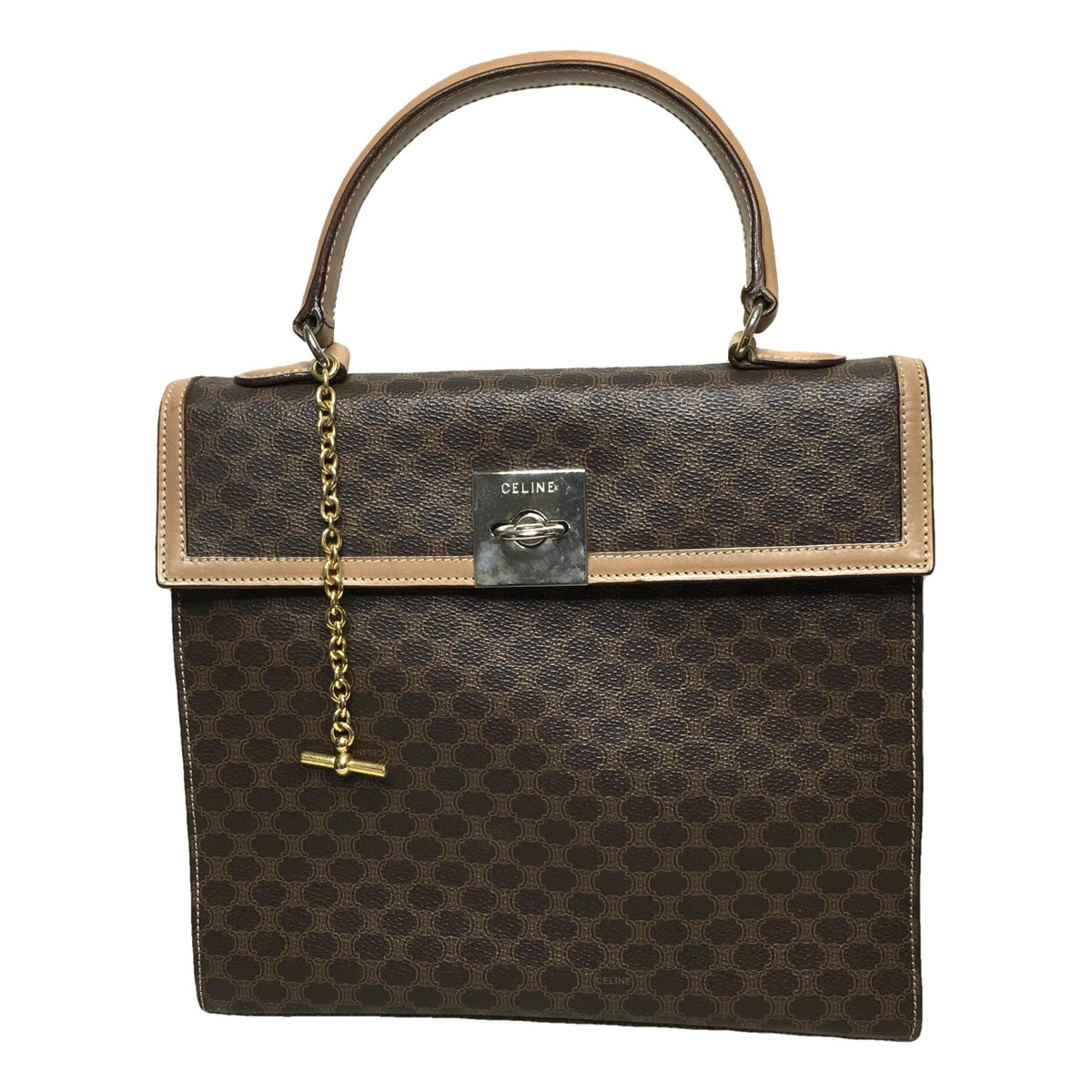 Clasp patent leather satchel
