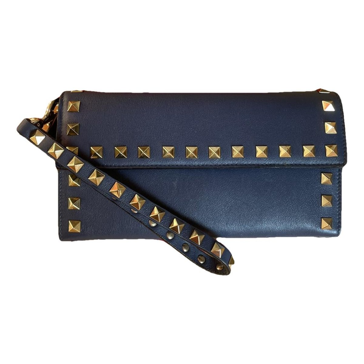 Rockstud leather clutch bag