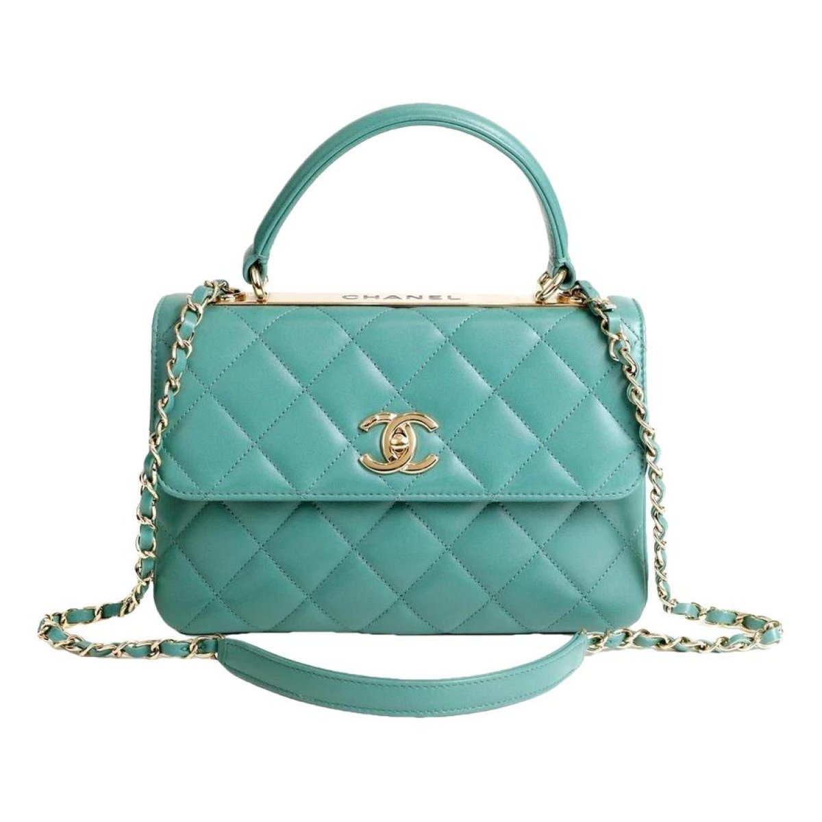 Trendy CC Top Handle leather handbag