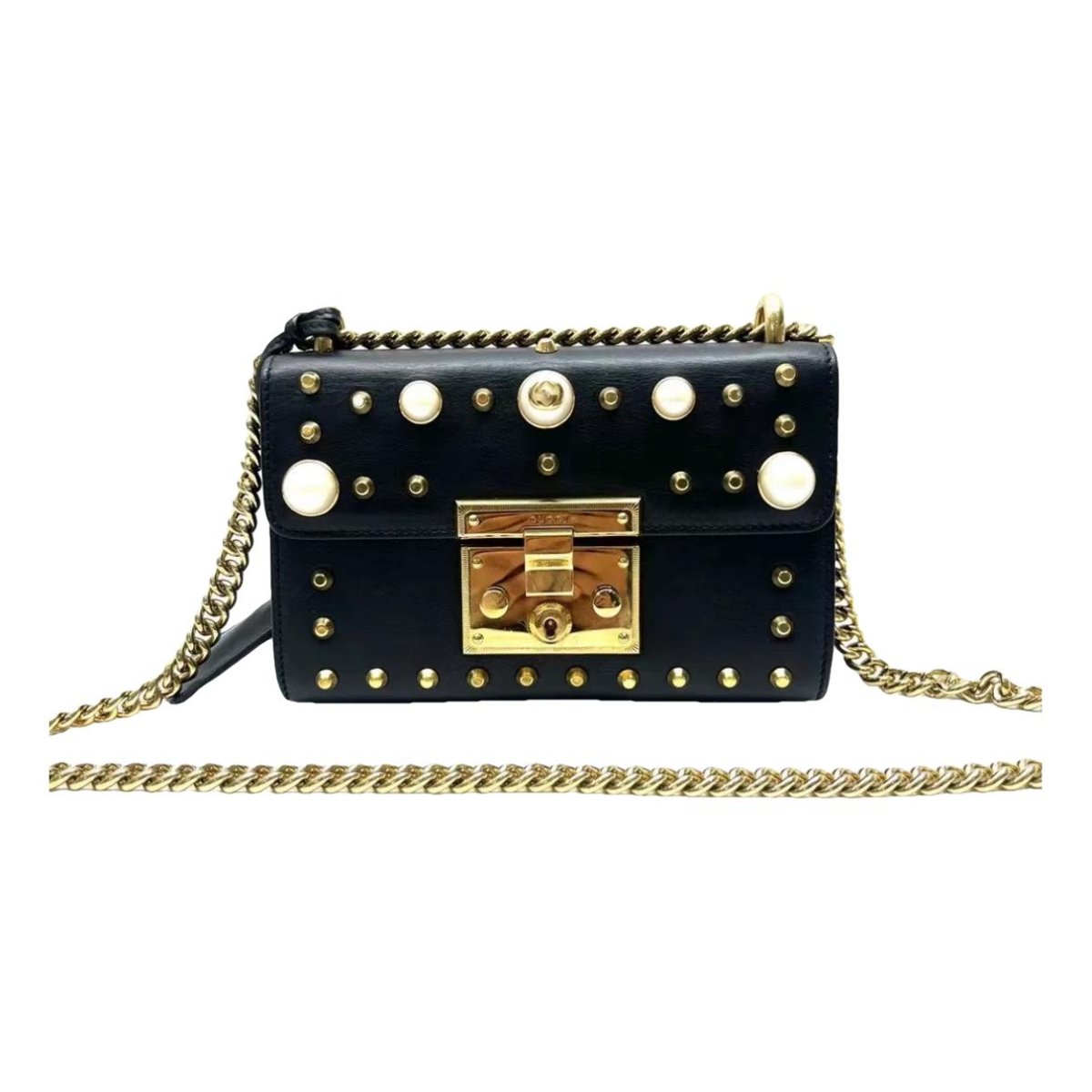 Padlock leather handbag
