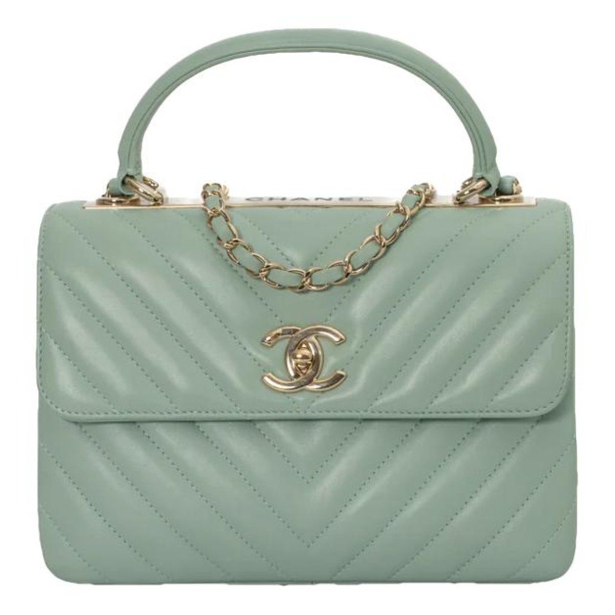 Trendy CC Top Handle leather handbag