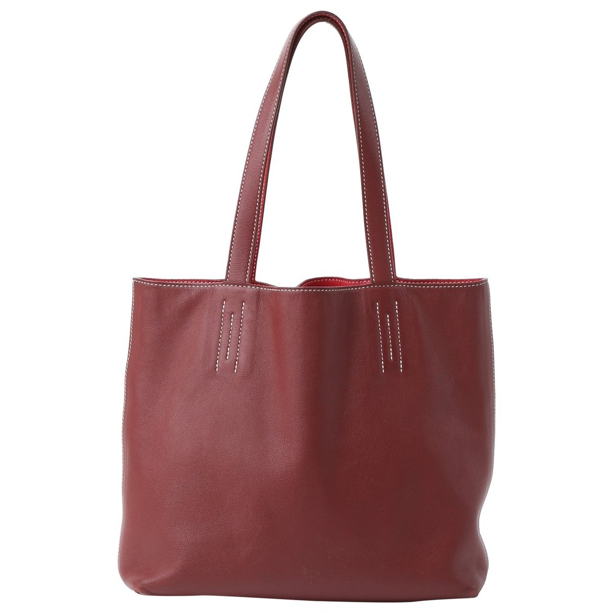 Double sens leather handbag