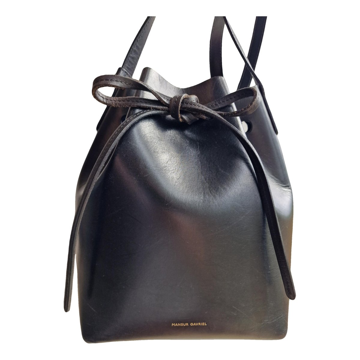 Bucket leather handbag