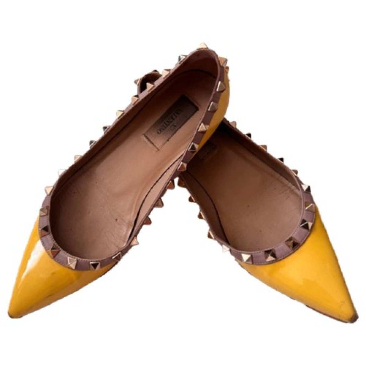Rockstud patent leather ballet flats