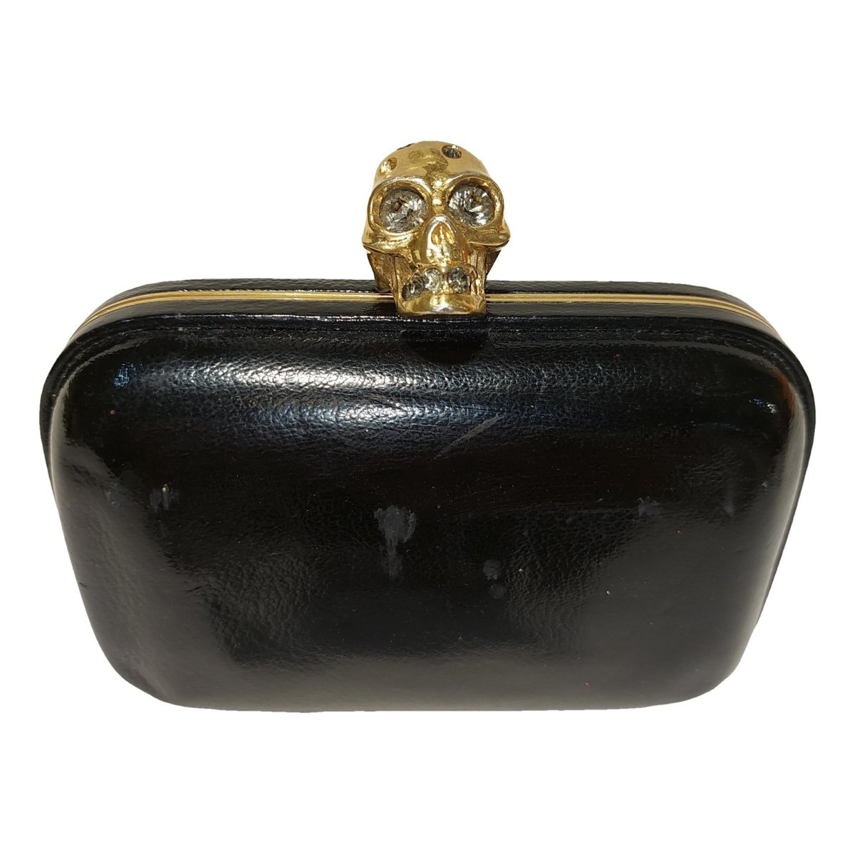 Skull leather clutch bag