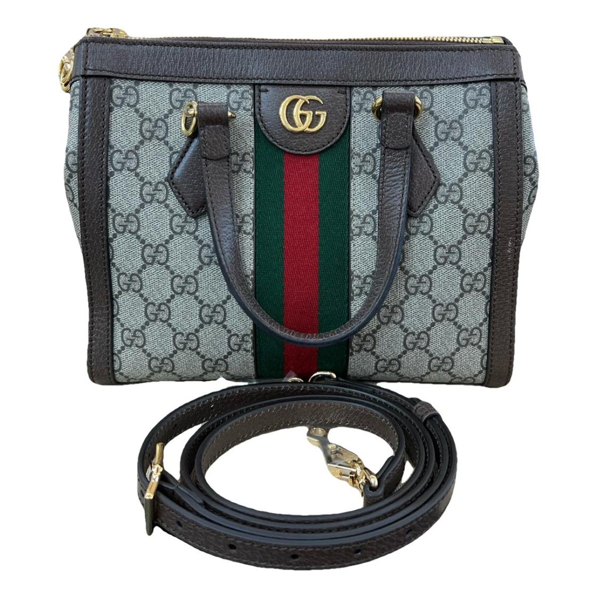 Ophidia Top Handle leather handbag