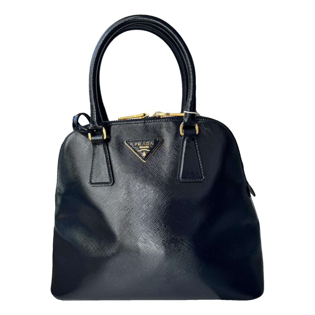 Pyramid leather handbag