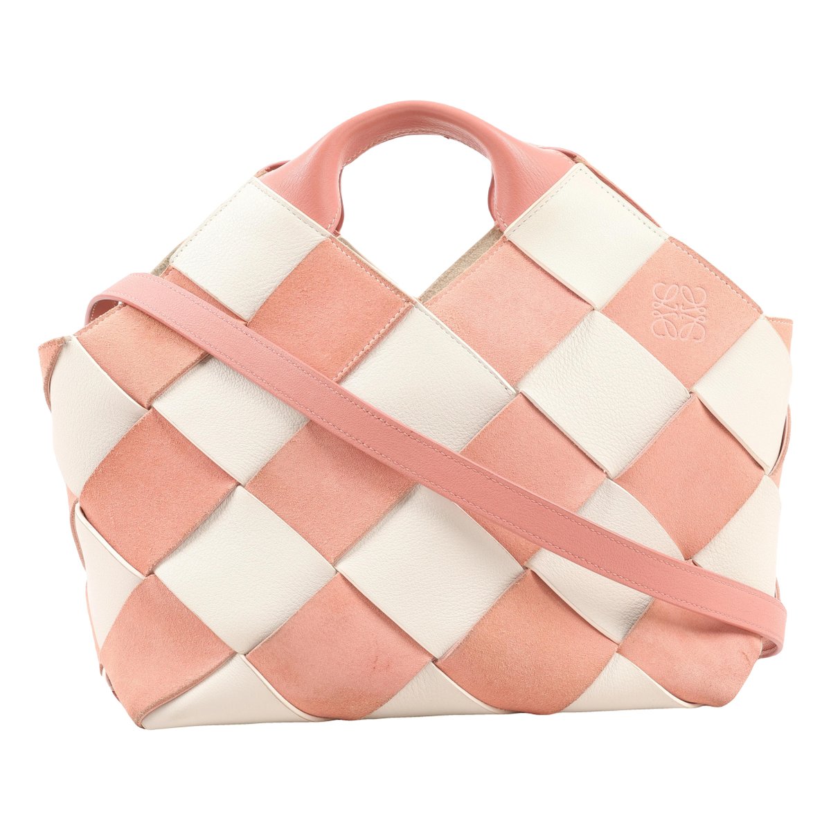 Woven basket bag leather handbag