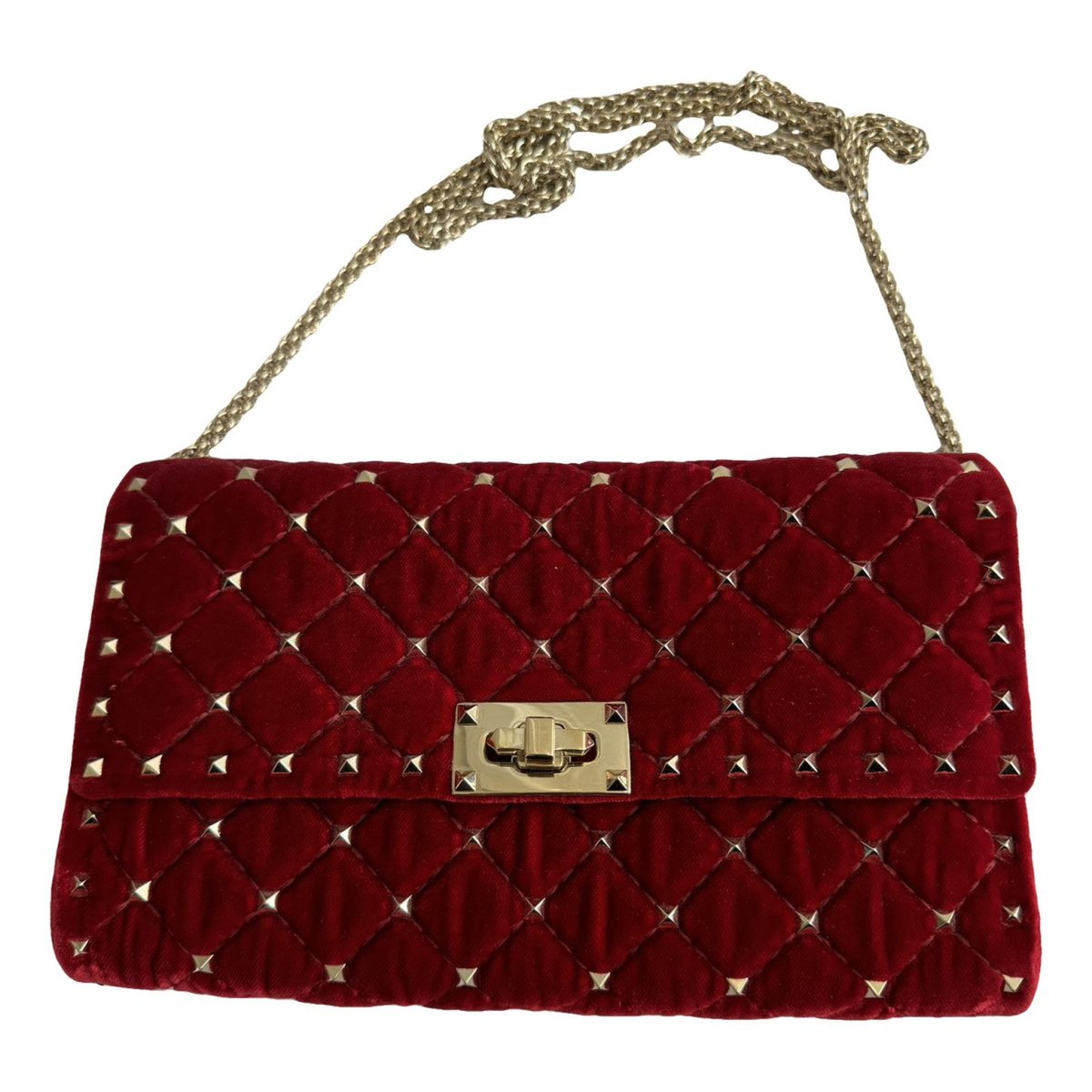 Rockstud spike velvet handbag