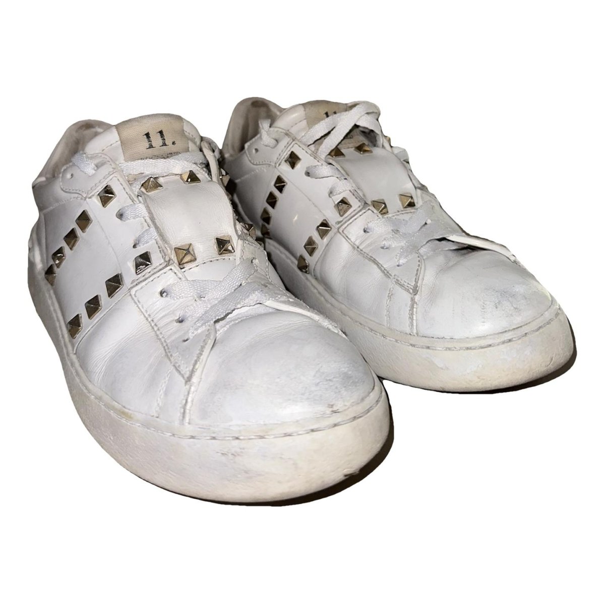 Rockstud leather trainers