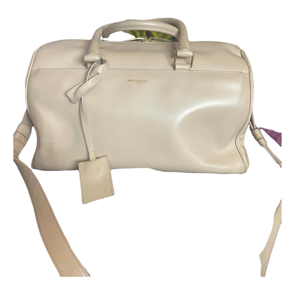 Duffle leather handbag