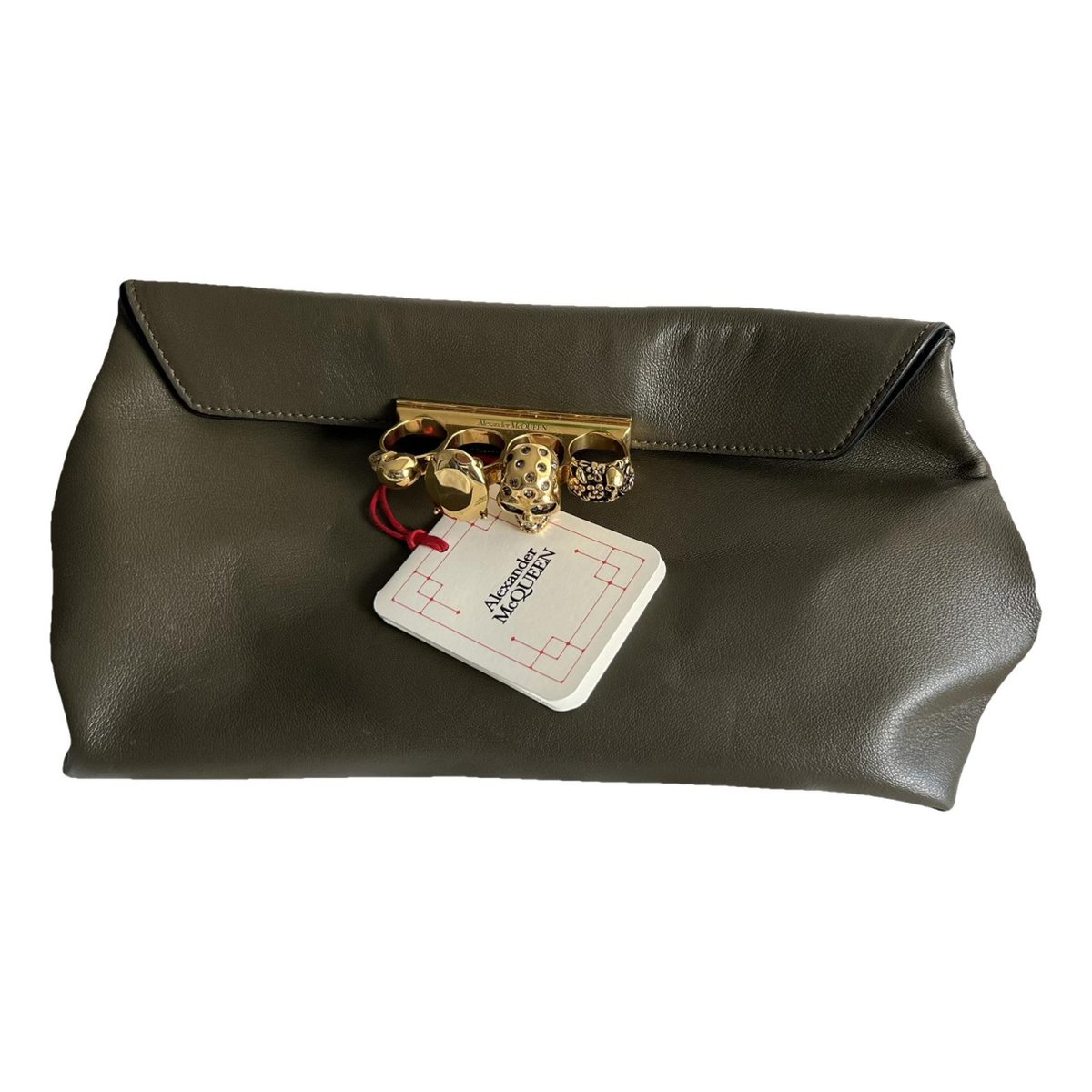 Knuckle leather clutch bag