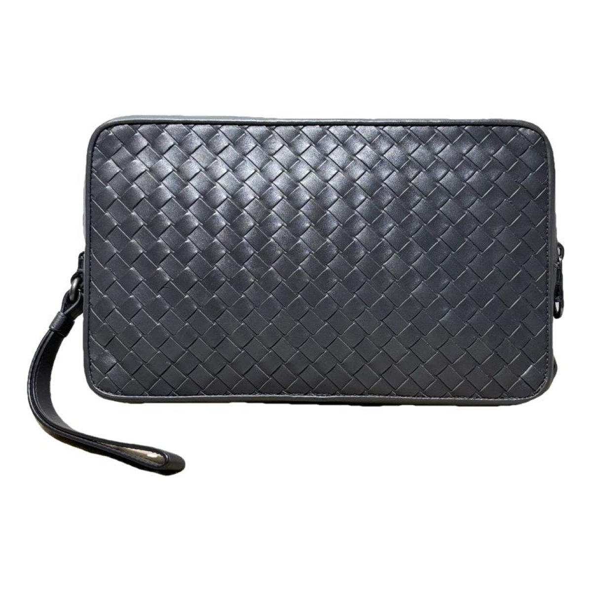 Snap leather clutch bag