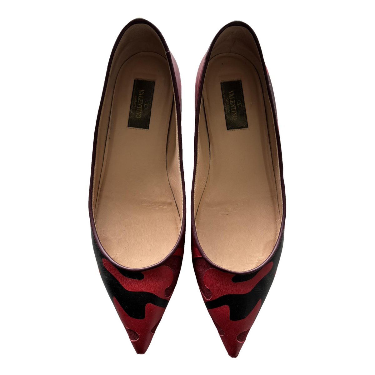 Rockstud leather ballet flats