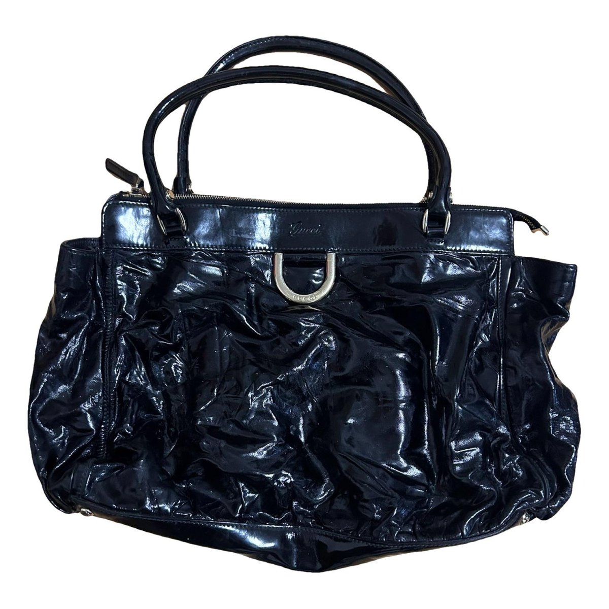 D-Ring patent leather handbag
