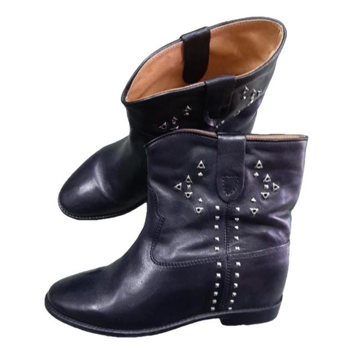 Cluster leather ankle boots