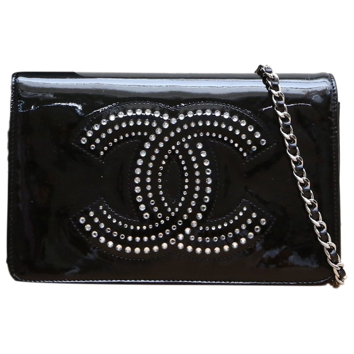 Wallet On Chain Double C patent leather crossbody bag