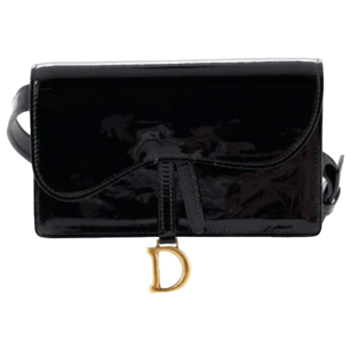 Saddle rectangular patent leather handbag