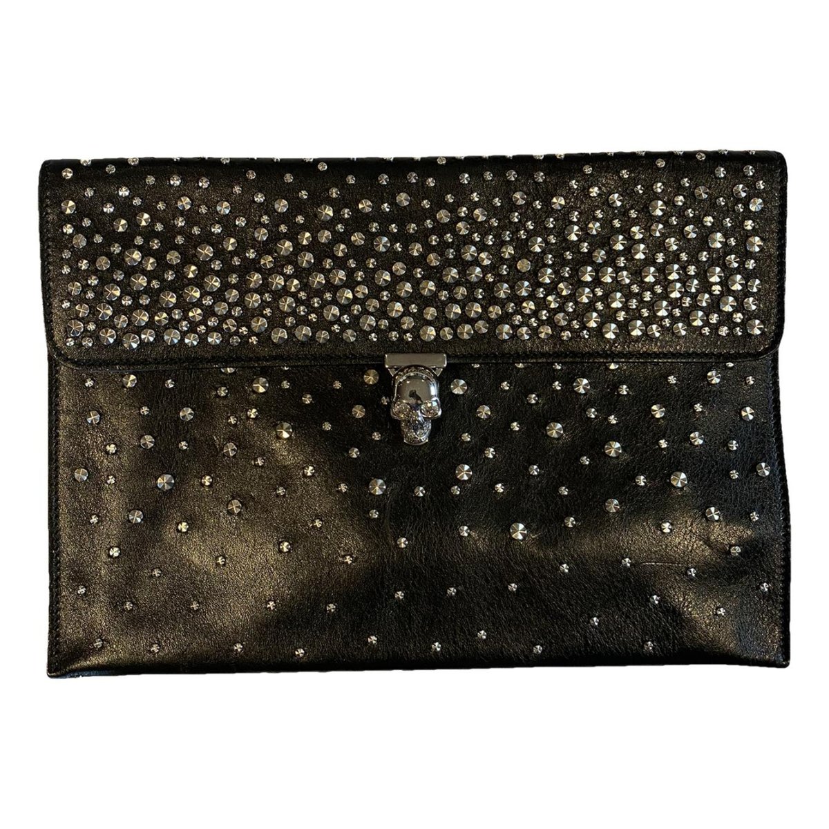 Skull leather clutch bag