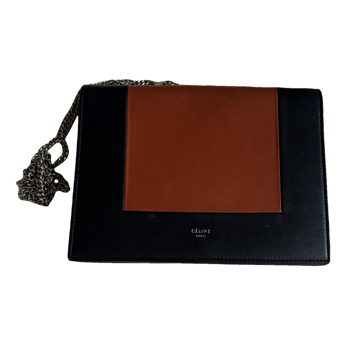 Frame leather clutch bag