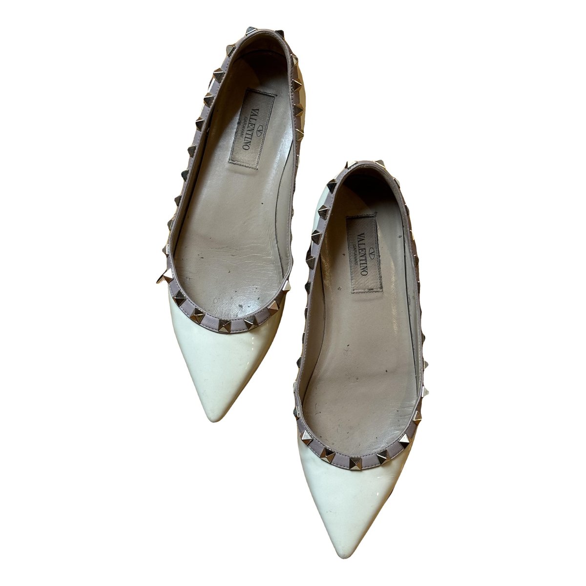 Rockstud leather ballet flats