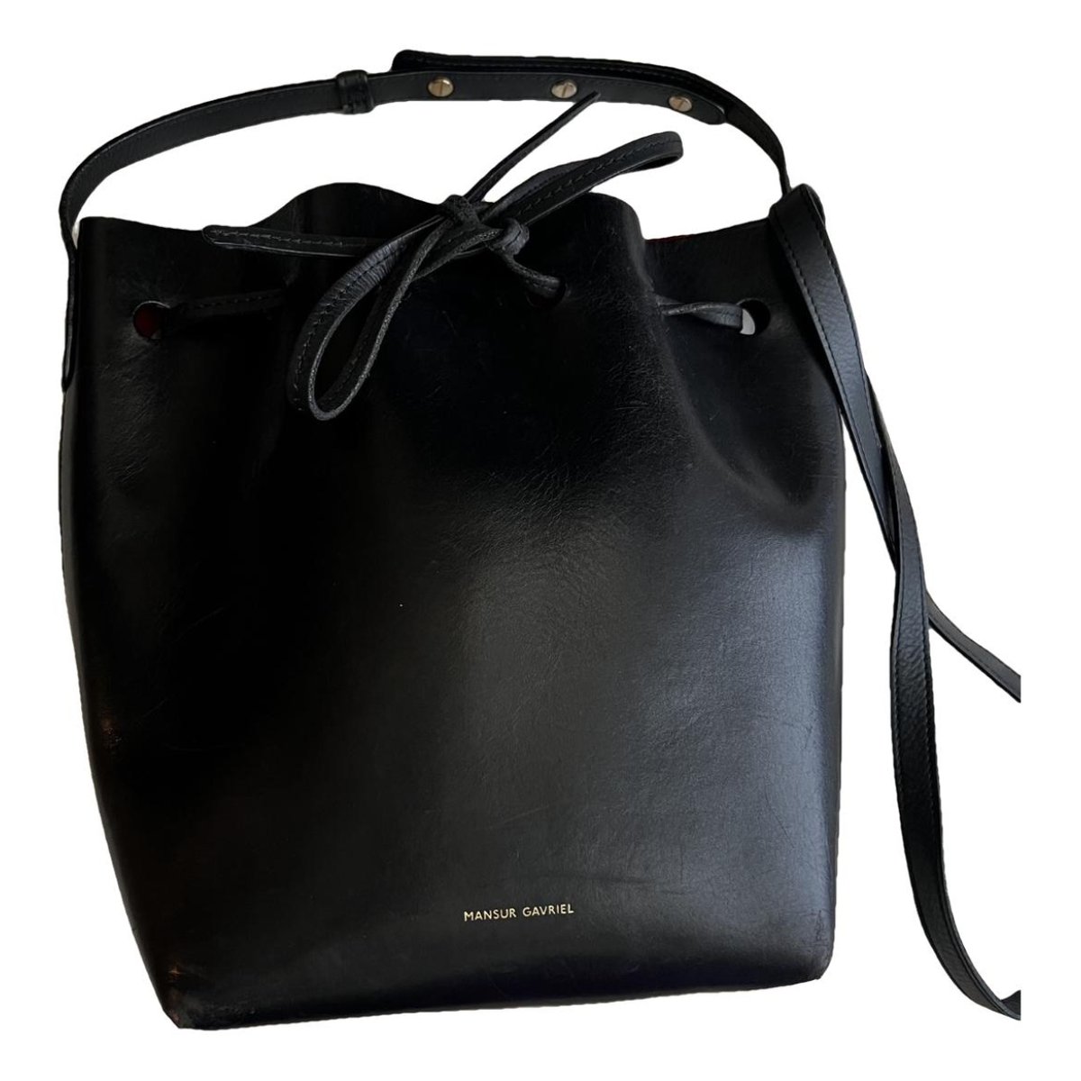 Bucket leather handbag