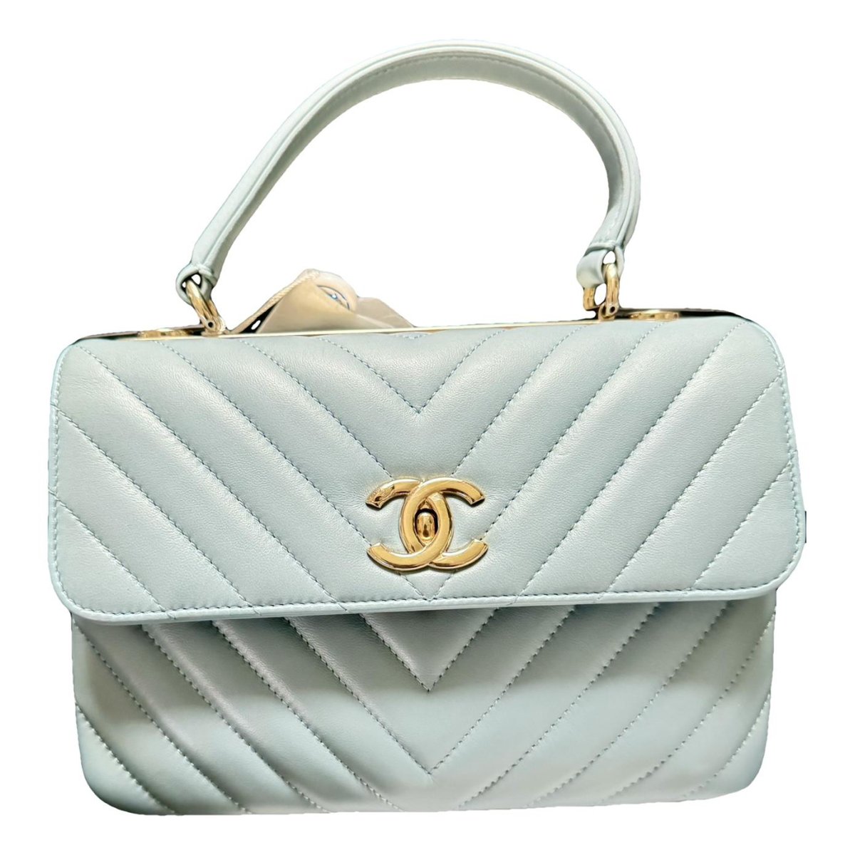 Trendy CC Top Handle leather handbag