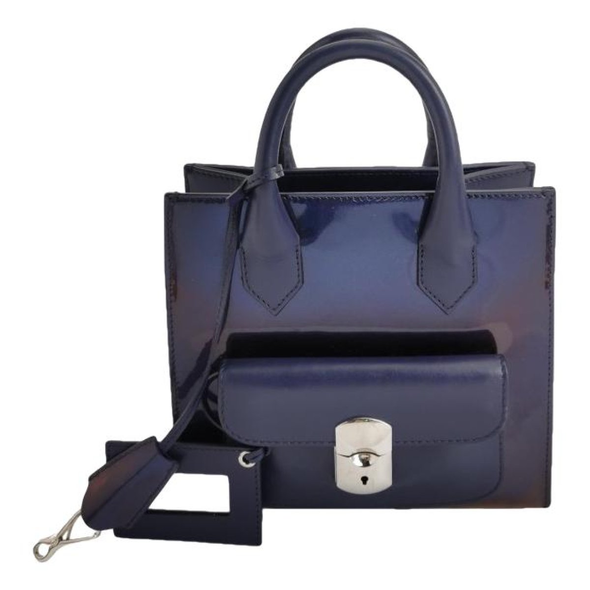 Padlock patent leather handbag