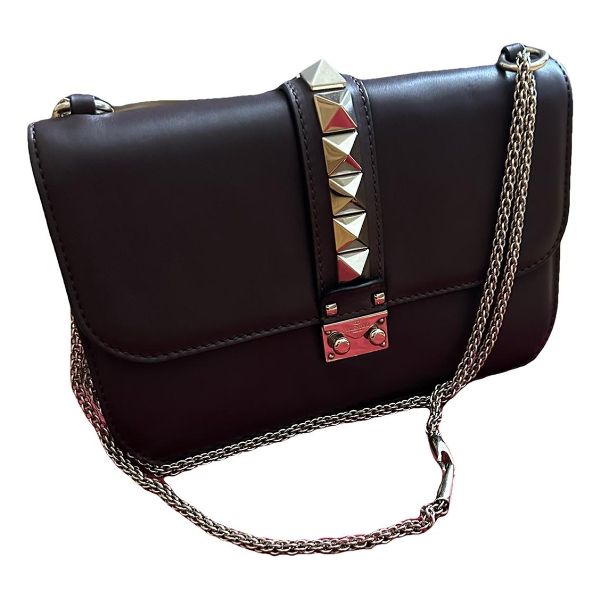 Glam Lock leather clutch bag