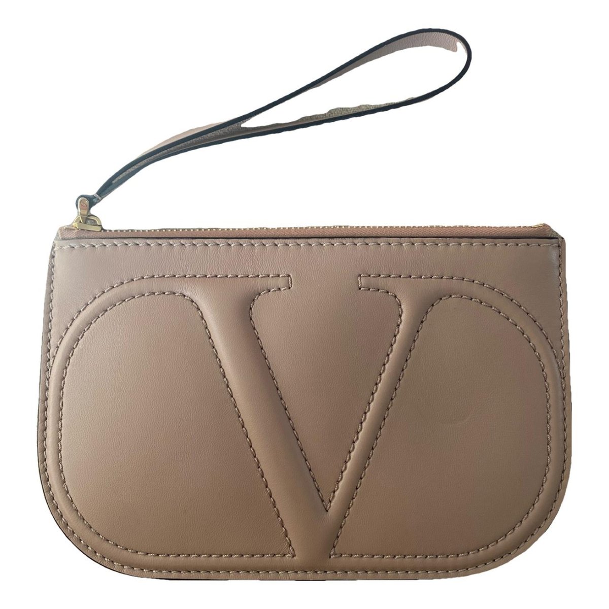 VLogo leather clutch bag
