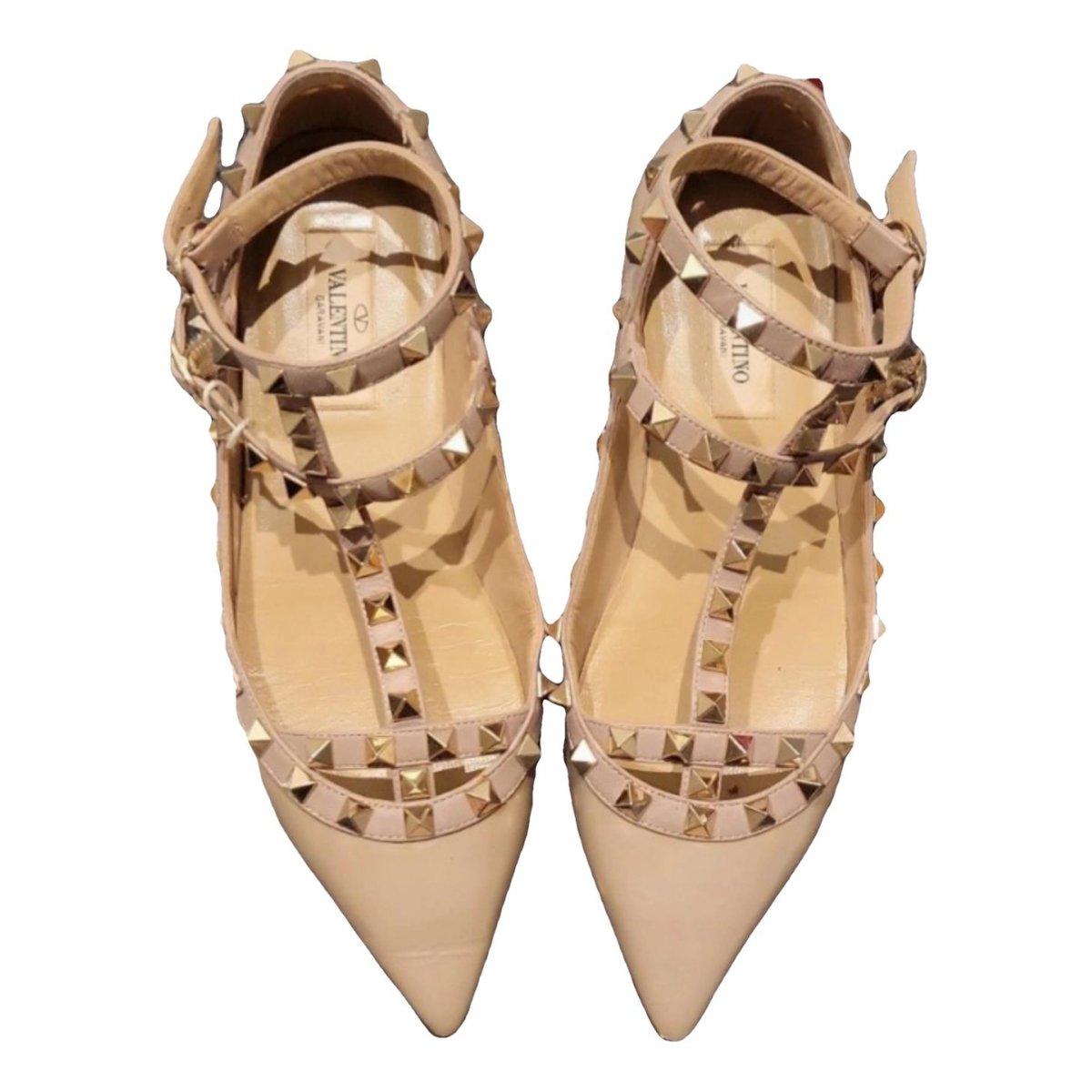 Rockstud patent leather ballet flats