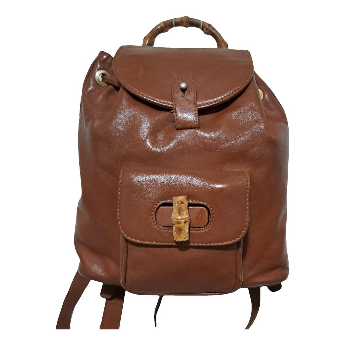 Bamboo Tassel Oval leather backpack