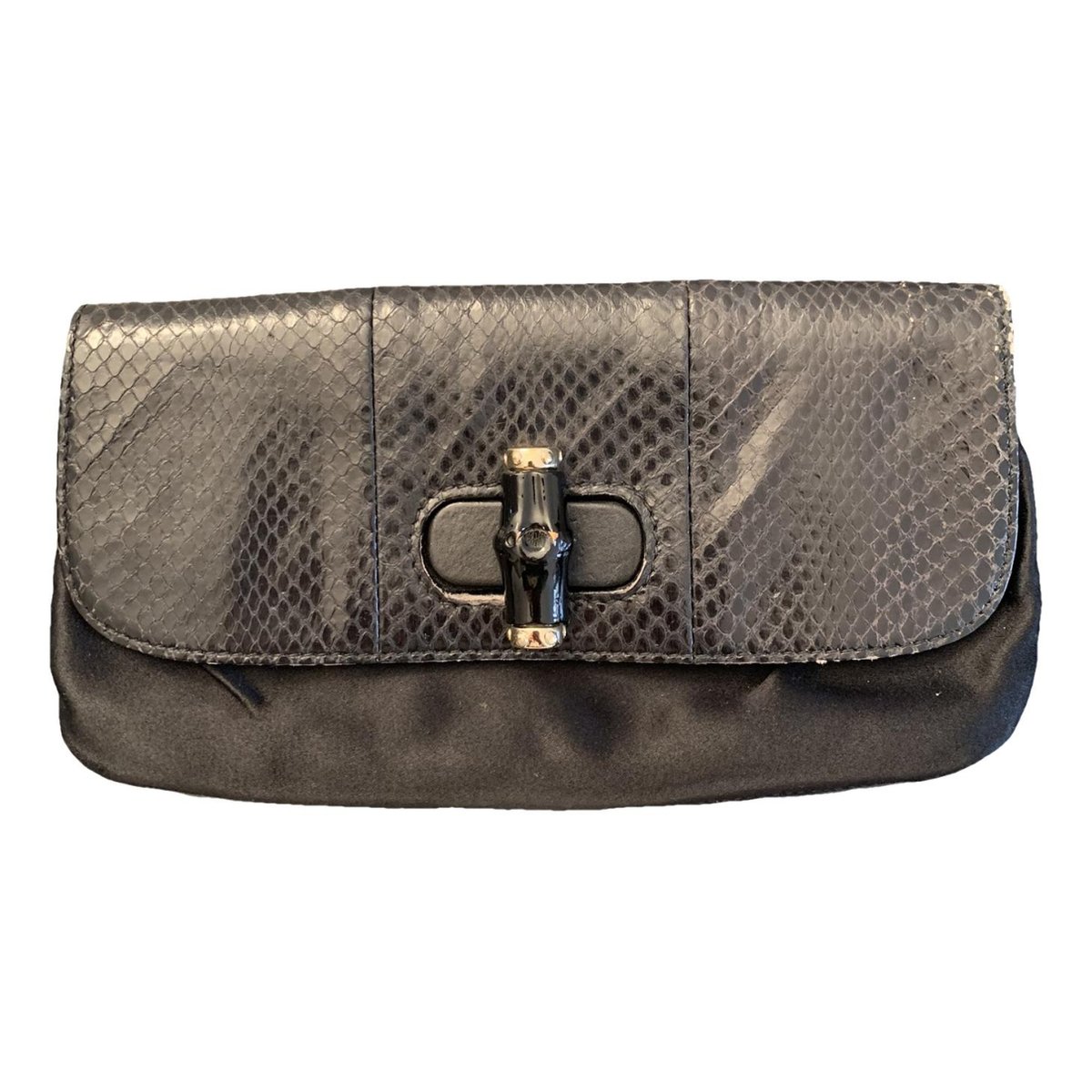Bamboo leather clutch bag