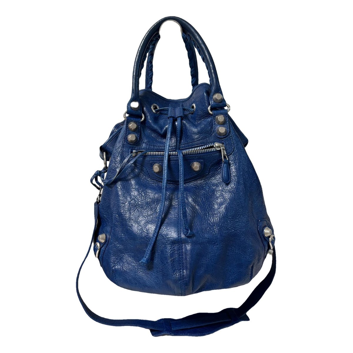 Pompon leather handbag