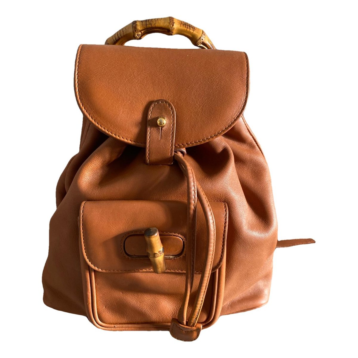 Bamboo Tassel Oval leather backpack