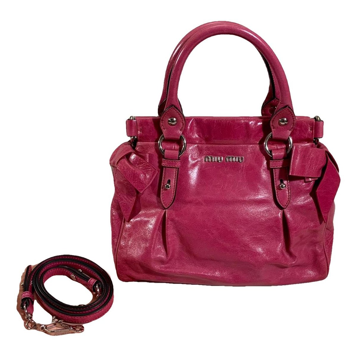 Bow bag leather handbag