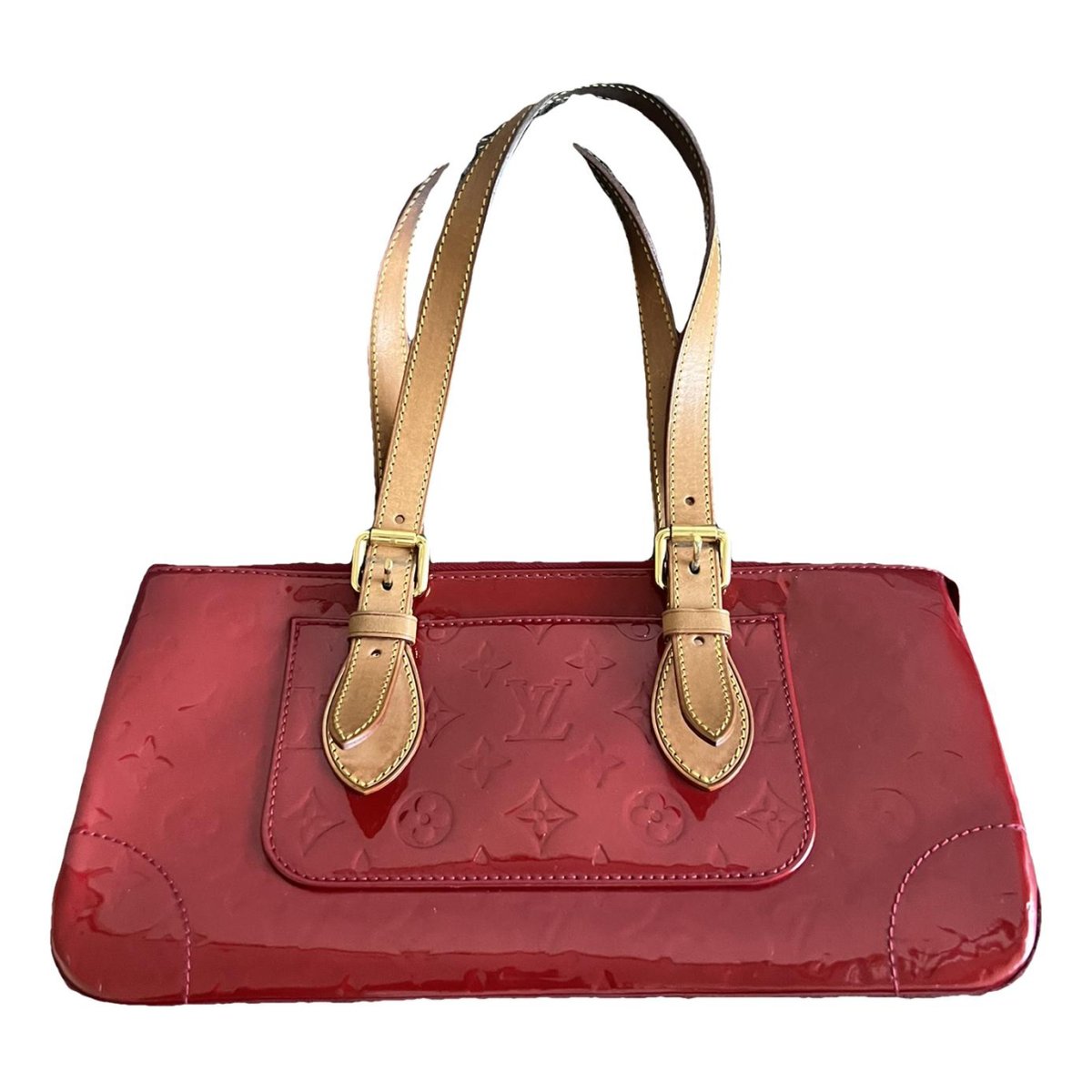 Rosewood patent leather handbag