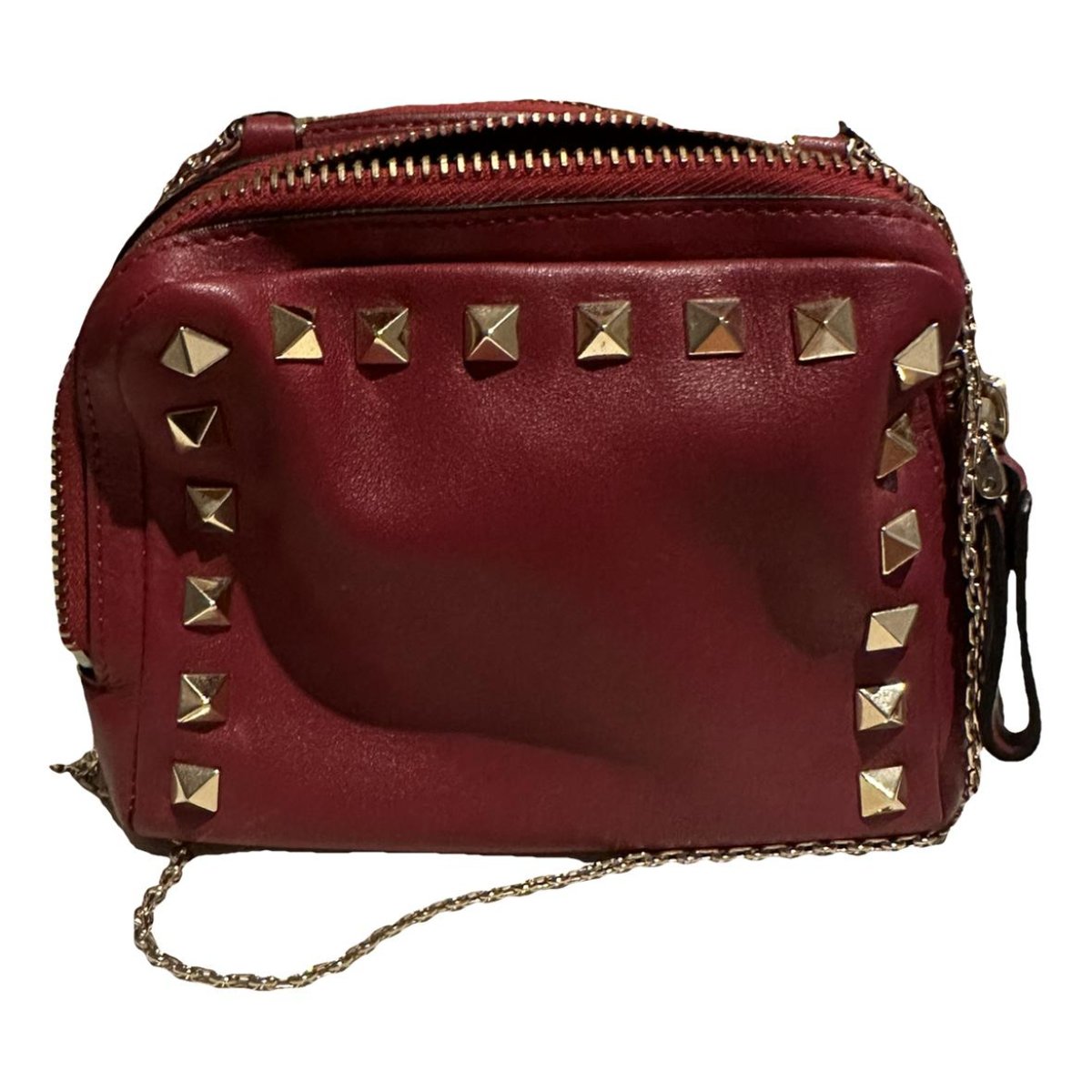 Glam Lock leather clutch bag