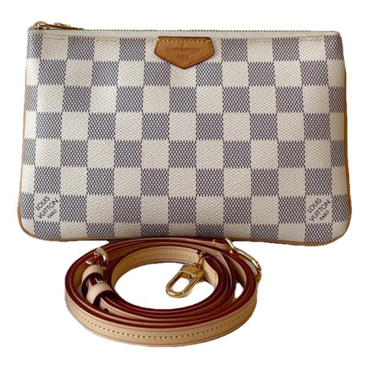 Double zip patent leather handbag