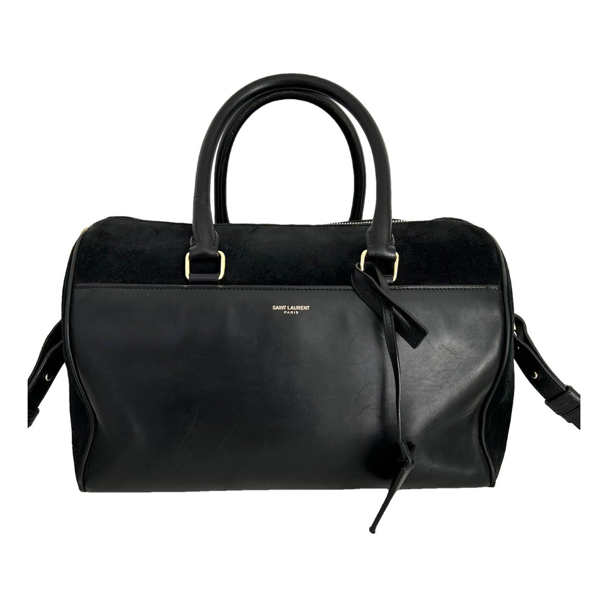 Duffle leather handbag