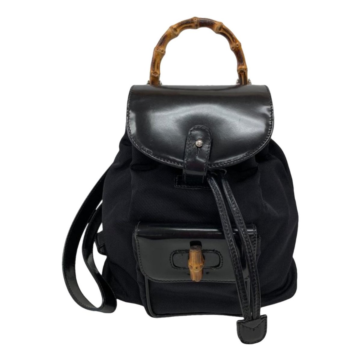 Bamboo Tassel Oval patent leather backpack