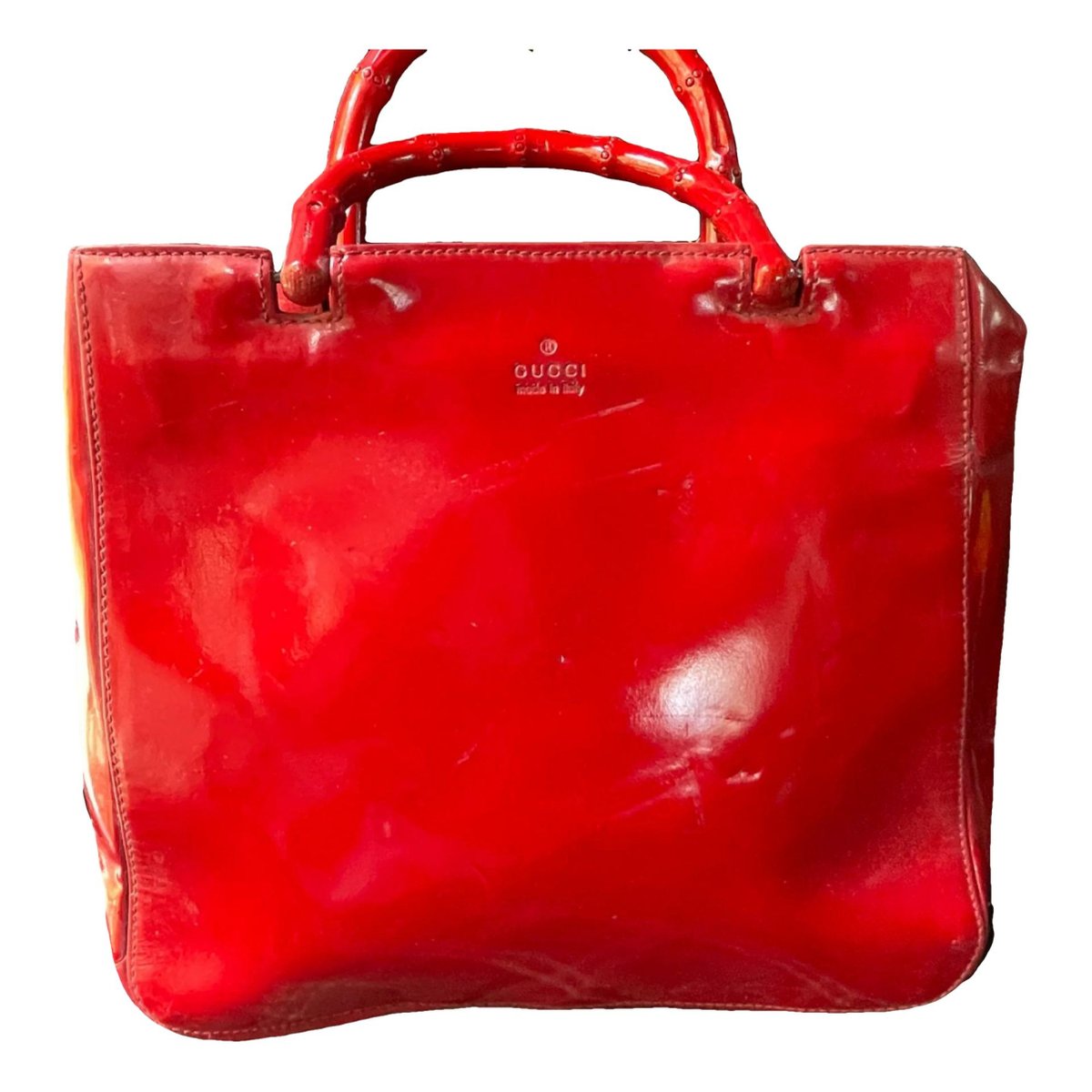 Vintage Bamboo patent leather handbag