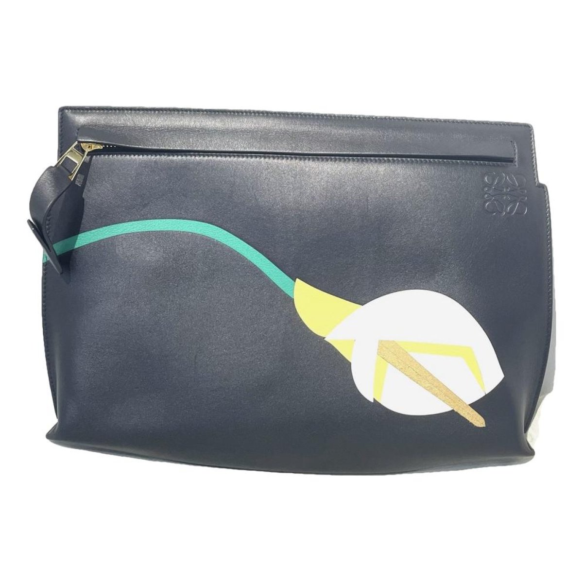 T Pouch leather clutch bag
